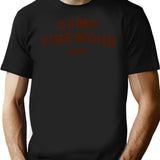 Camp Firewood T-Shirt - Retro Graphic Tee for Men & Women - Black