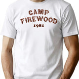 Camp Firewood T-Shirt - Retro Graphic Tee for Men & Women - White