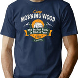 Camp Morning Wood Camping The Perfect Place To Pitch A Tent T-Shirt for Men & Women, T-Shirts Graphic Tee - Navy