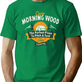 Camp Morning Wood Camping The Perfect Place To Pitch A Tent T-Shirt for Men & Women, T-Shirts Graphic Tee - Green