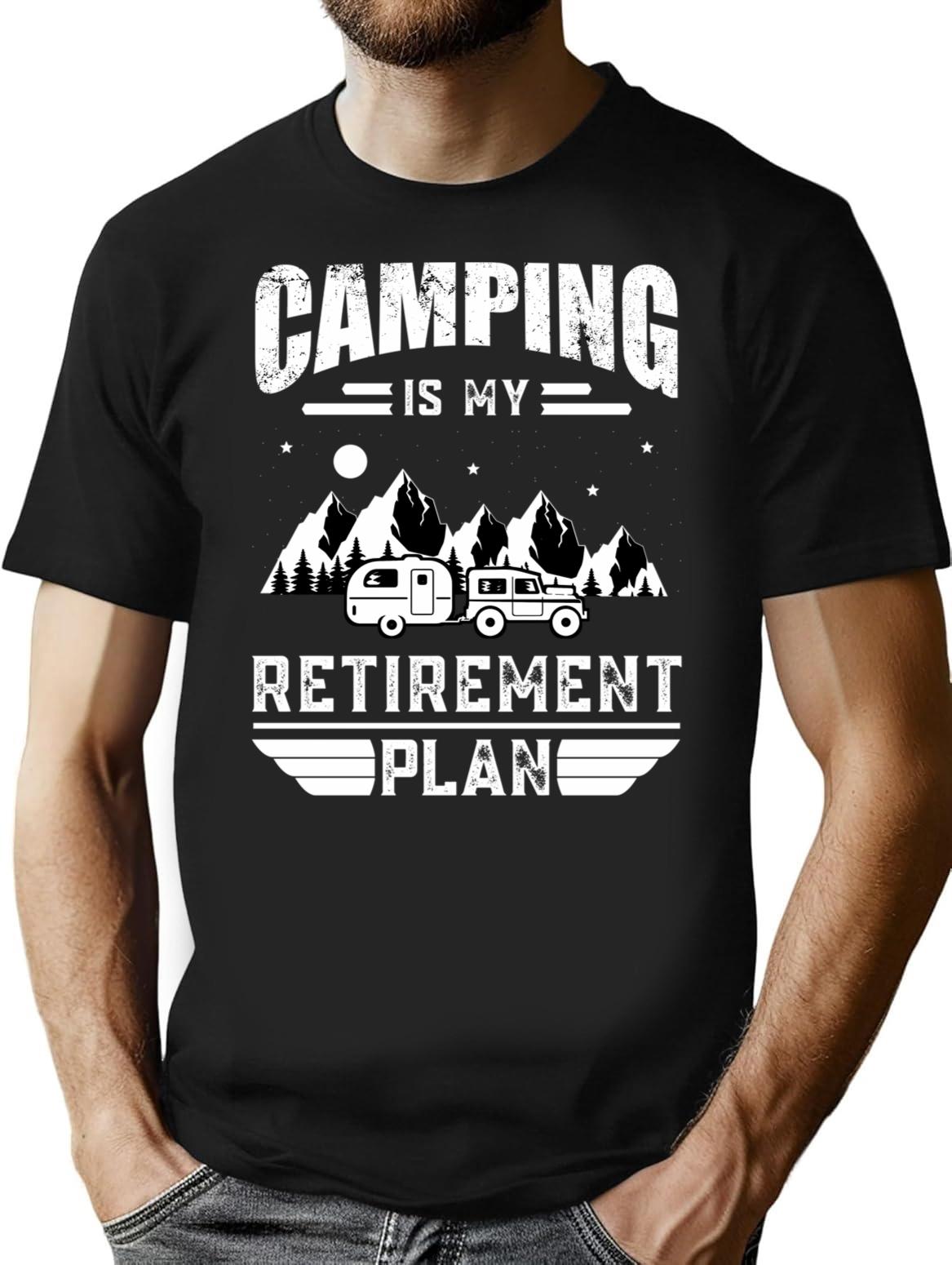 Camping Is My Retirement Plan Summer Camping Vintage Shirt T-Shirt - Black