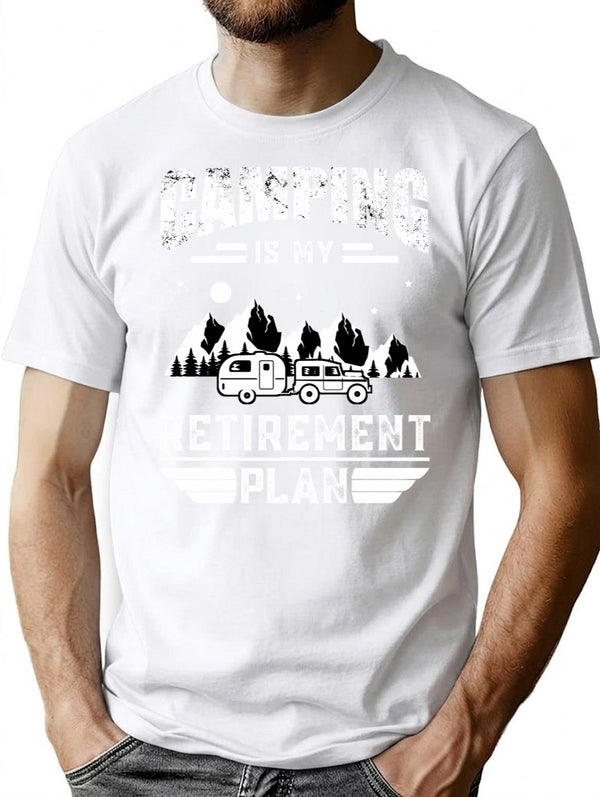 Camping Is My Retirement Plan Summer Camping Vintage Shirt T-Shirt for Men & Women, T-Shirts Graphic Tee - White