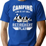Camping Is My Retirement Plan Summer Camping Vintage Shirt T-Shirt - Blue