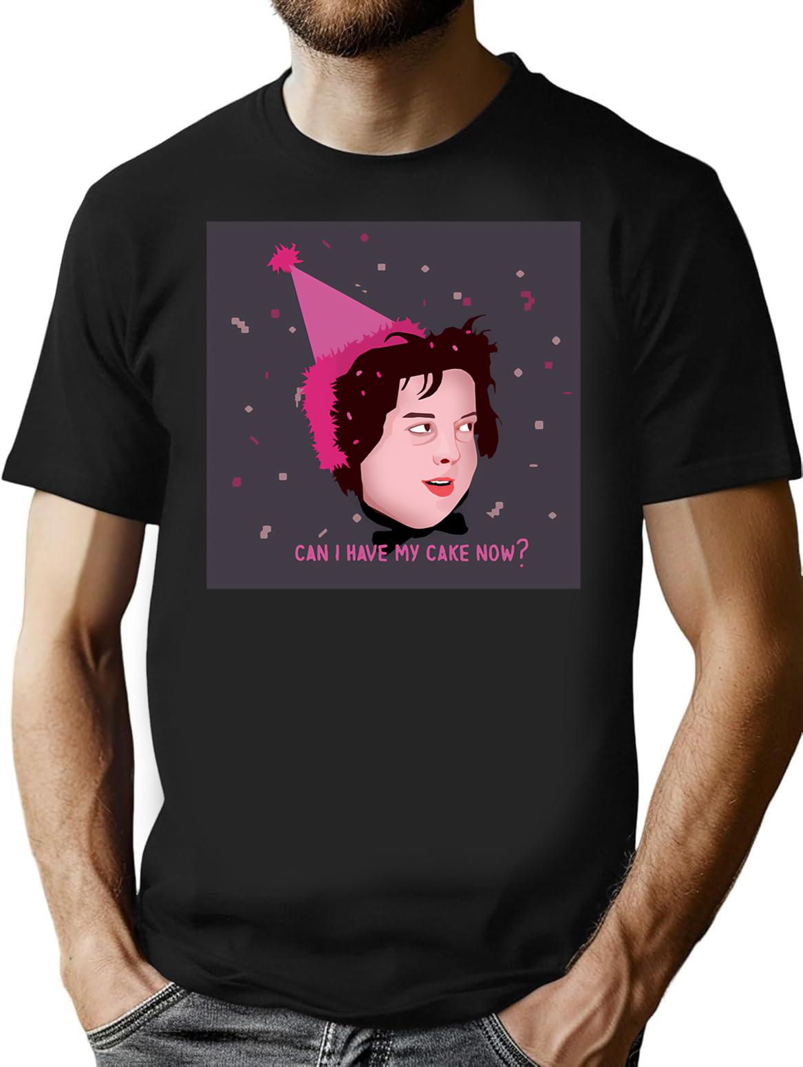 Can I Have My Cake Now Sticker T-Shirt - Black