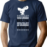 Can I Refill Your Eggnog T-Shirt - Retro Graphic Tee for Men & Women - Navy