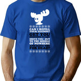Can I Refill Your Eggnog T-Shirt - Retro Graphic Tee for Men & Women - Blue