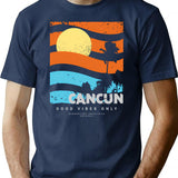 Cancun Vibe T-Shirt - Retro Graphic Tee for Men & Women - Navy