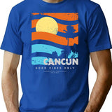 Cancun Vibe T-Shirt - Retro Graphic Tee for Men & Women - Blue