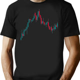 Candlestick Stock Market Graphic. T-Shirt - Black