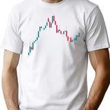 Candlestick Stock Market Graphic. T-Shirt - White