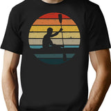 Canoeing Silhouette On A Distressed Retro Sunset Product T-Shirt - Black