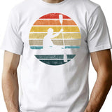 Canoeing Silhouette On A Distressed Retro Sunset Product T-Shirt - White