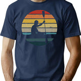 Canoeing Silhouette On A Distressed Retro Sunset Product T-Shirt - Navy