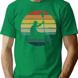 Canoeing Silhouette On A Distressed Retro Sunset Product T-Shirt - Green