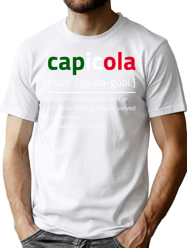Capicola Gabagool Flag Description T-Shirt for Men & Women, T-Shirts Graphic Tee - White