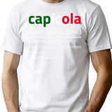 Capicola Gabagool Flag Description T-Shirt - Retro Graphic Tee for Men & Women - White