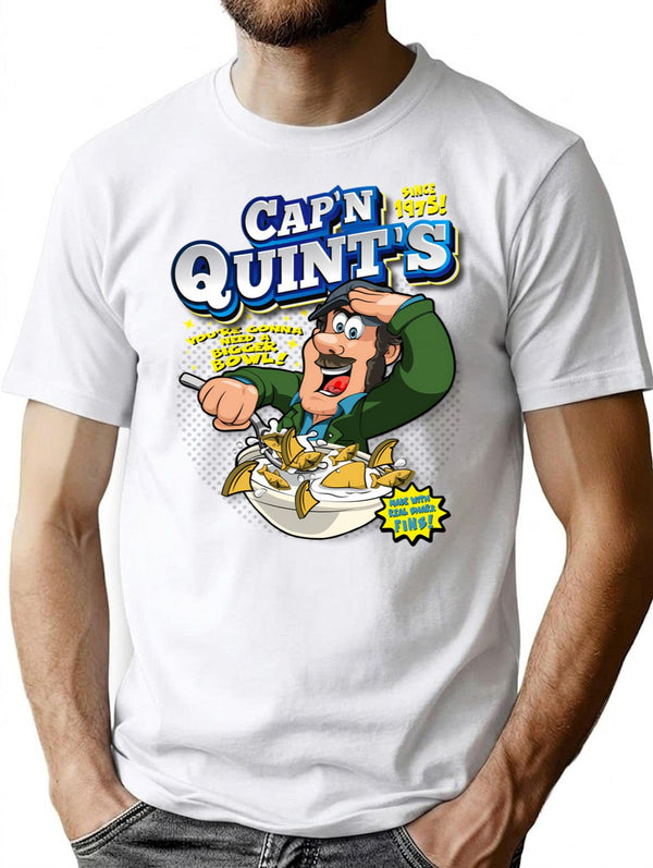 Captain Quint'S Cereal T-Shirt for Men & Women, T-Shirts Graphic Tee - White