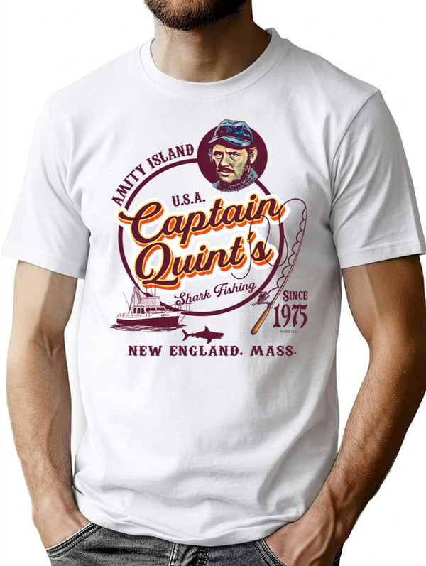 Captain Quint'S Shark Fishing Charter (Universal Ucs Llc) T-Shirt for Men & Women, T-Shirts Graphic Tee - White