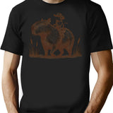 Capybara Rodent Funny Capybara Cute Mouse Cowboy Rat Vintage Western T-Shirt - Black