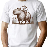 Capybara Rodent Funny Capybara Cute Mouse Cowboy Rat Vintage Western T-Shirt - White