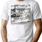 Car Art T-Shirt - Retro Graphic Tee for Men & Women - White