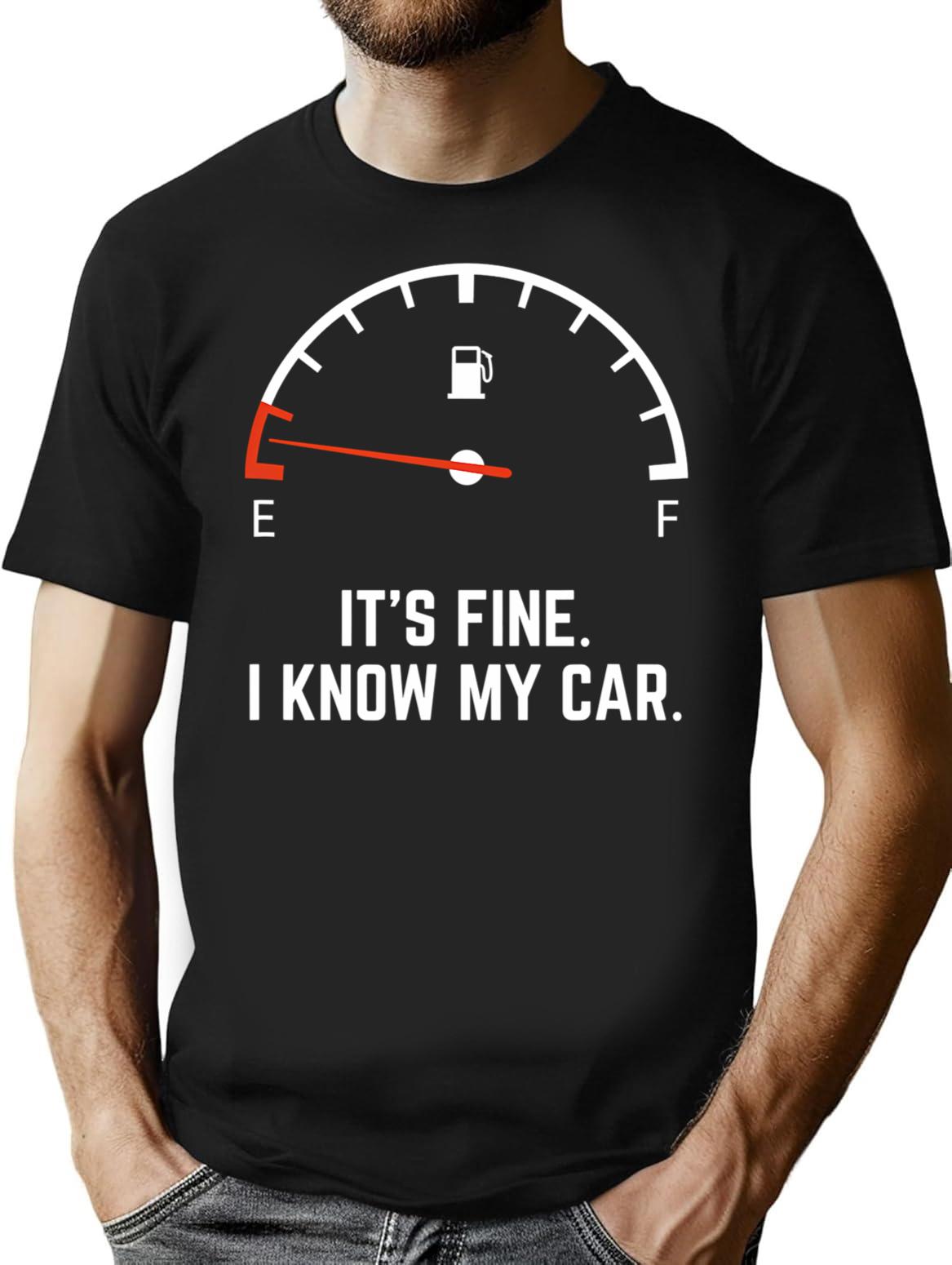 Car Gas Gauge On Empty Low Fuel Funny T-Shirt - Black