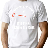 Car Gas Gauge On Empty Low Fuel Funny T-Shirt - White