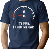 Car Gas Gauge On Empty Low Fuel Funny T-Shirt - Navy