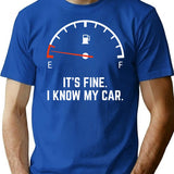 Car Gas Gauge On Empty Low Fuel Funny T-Shirt - Blue