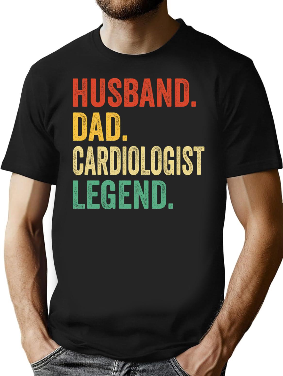 Cardiologist Vintage Dad Cardiologist Gifts Cardiologist Gifts Cardiologist Dad Cardiologist Legend Shirt Retro Dad Tees Fathers Day Cardiologist Gifts - Black