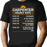 Carpenter Hourly Rate Funny Vintage Mens Womens T-Shirt - Black