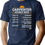 Carpenter Hourly Rate Funny Vintage Mens Womens T-Shirt - Navy