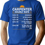 Carpenter Hourly Rate Funny Vintage Mens Womens T-Shirt - Blue