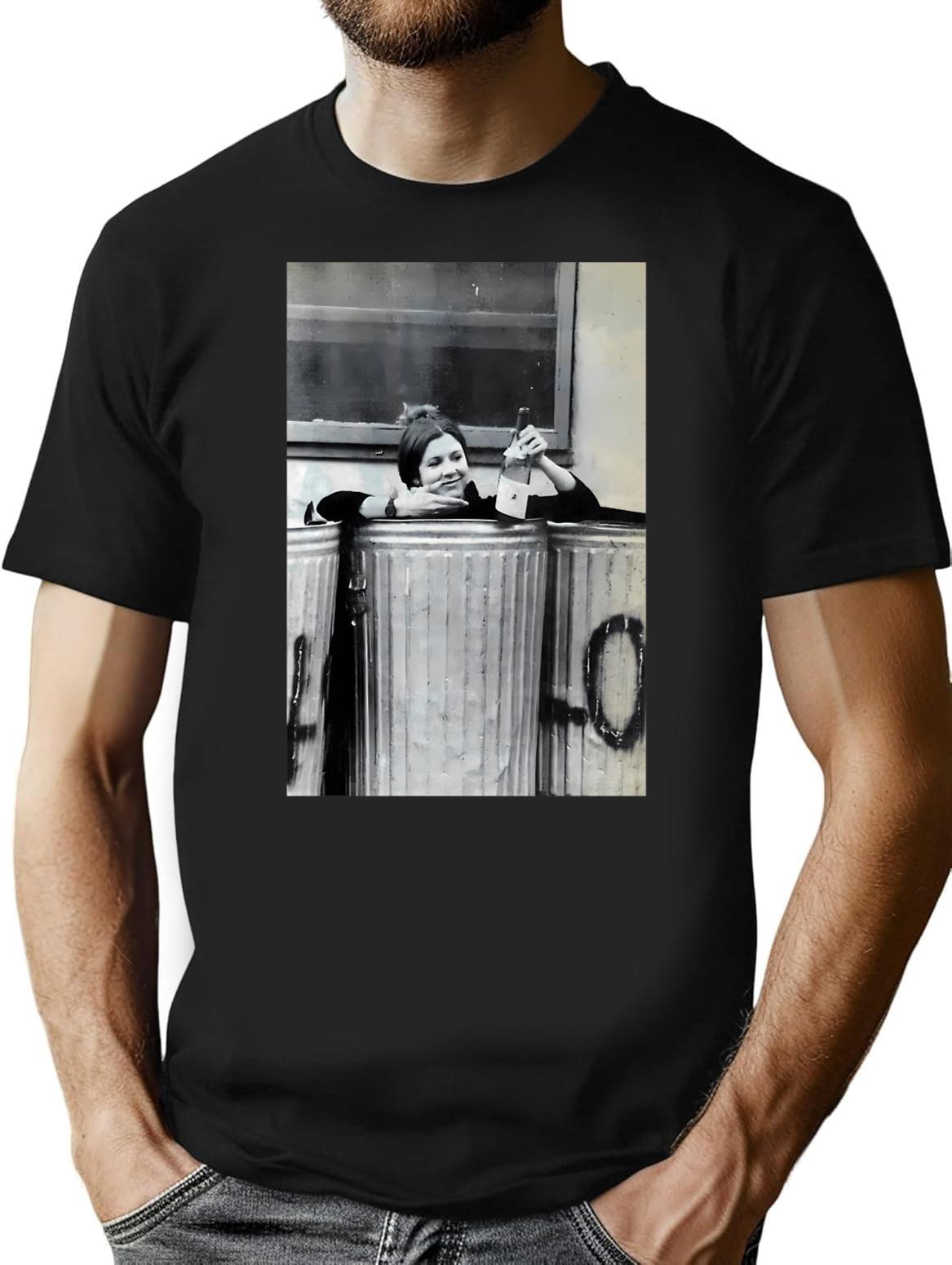 Carrie Fisher In A Trash Can T-Shirt - Black