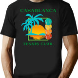 Casablanca Tennis Club T-Shirt - Retro Graphic Tee for Men & Women - Black