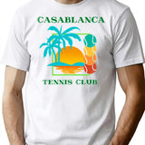Casablanca Tennis Club T-Shirt - Retro Graphic Tee for Men & Women - White