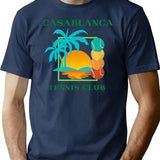 Casablanca Tennis Club T-Shirt - Retro Graphic Tee for Men & Women - Navy