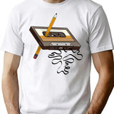 Cassette Tape Vintage Retro 80's T-Shirt - Retro Graphic Casual Tee - White