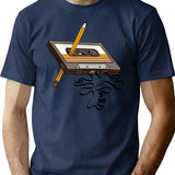 Cassette Tape Vintage Retro 80's T-Shirt - Retro Graphic Casual Tee - Navy