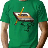 Cassette Tape Vintage Retro 80's T-Shirt - Retro Graphic Casual Tee - Green