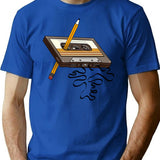 Cassette Tape Vintage Retro 80's T-Shirt - Retro Graphic Casual Tee - Blue