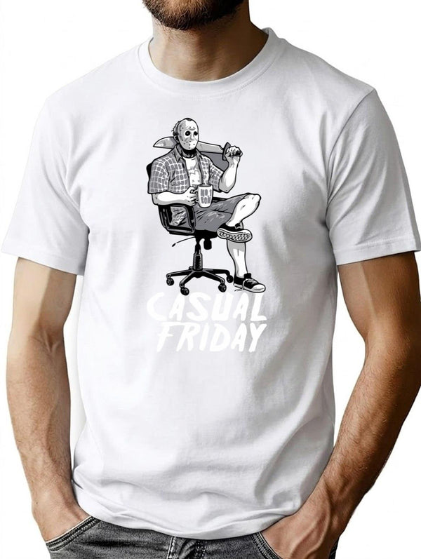 Casual Friday With Jason Voorhees T-Shirt for Men & Women, T-Shirts Graphic Tee - White
