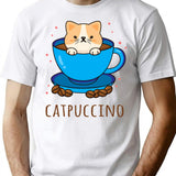 Catpuccino T-Shirt for Men & Women, T-Shirts Graphic Tee - White