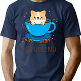 Catpuccino T-Shirt for Men & Women, T-Shirts Graphic Tee - Navy