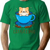 Catpuccino T-Shirt for Men & Women, T-Shirts Graphic Tee - Green