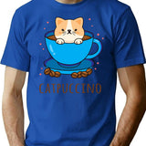 Catpuccino T-Shirt for Men & Women, T-Shirts Graphic Tee - Blue