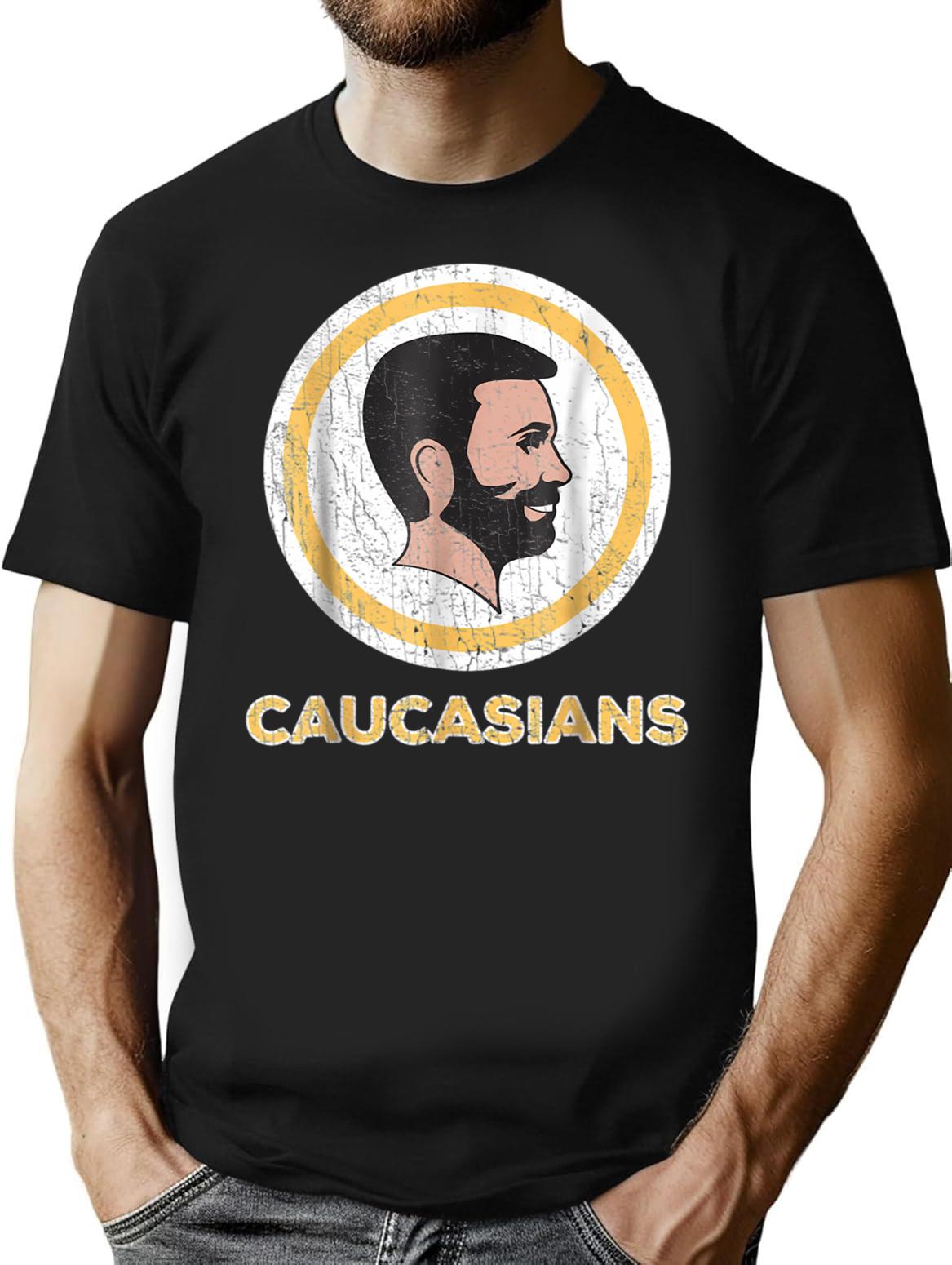 Caucasian Caucasians Pride Vintage Funny T-Shirt - Retro Graphic Casual Tee - Black