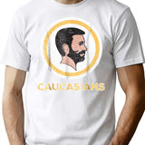 Caucasian Caucasians Pride Vintage Funny T-Shirt - Retro Graphic Casual Tee - White