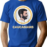 Caucasian Caucasians Pride Vintage Funny T-Shirt - Retro Graphic Casual Tee - Blue