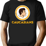 Caucasians Football T-Shirt - Retro Graphic Tee for Men & Women - Black